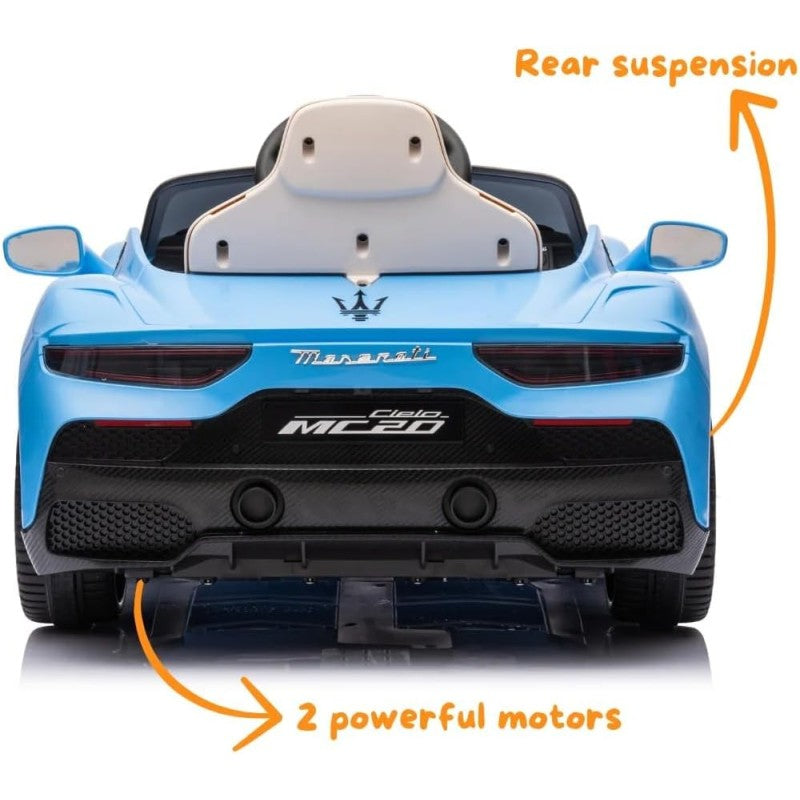 Auto Elettrica Macchina per Bambini Maserati Cielo MC20 12v Full Optional con Porte Apribili e Telecomando – Variante Celeste
