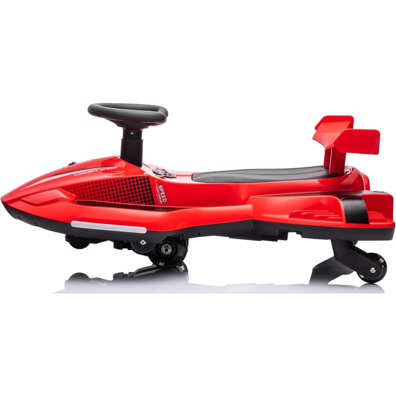 Auto Elettrica per Bambini 12V Macchina Vorticar Piroettante 2 in 1 con Sterzo 360° Effetto Fumo Musica Luci LED Telecomando – Variante Rosso