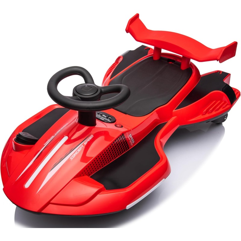 Auto Elettrica per Bambini 12V Macchina Vorticar Piroettante 2 in 1 con Sterzo 360° Effetto Fumo Musica Luci LED Telecomando – Variante Rosso