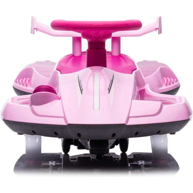 Auto Elettrica per Bambini 12V Macchina Vorticar Piroettante 2 in 1 con Sterzo 360° Effetto Fumo Musica Luci LED Telecomando – Variante Rosa