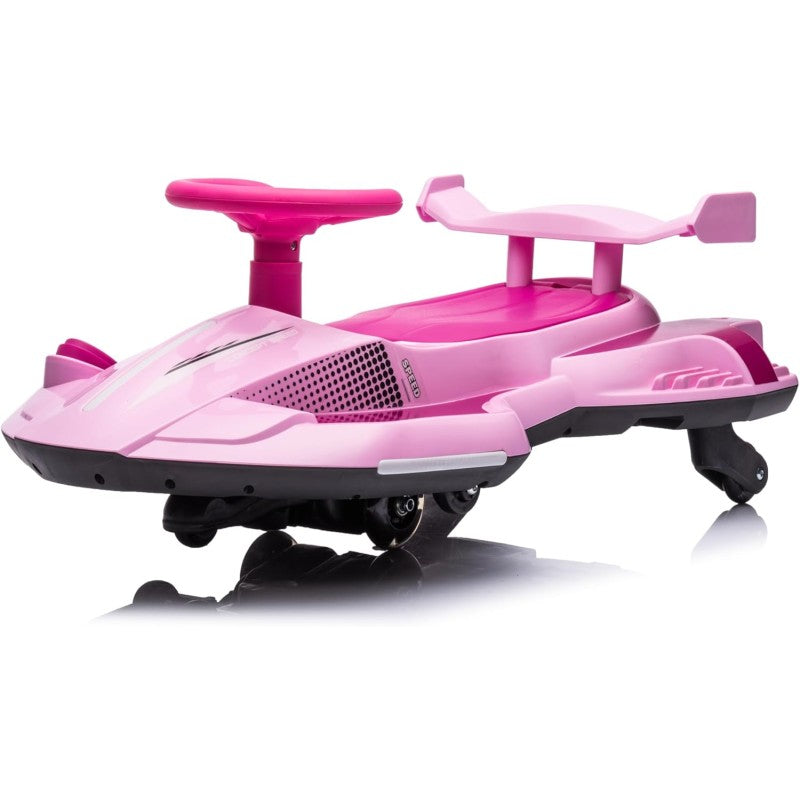 Auto Elettrica per Bambini 12V Macchina Vorticar Piroettante 2 in 1 con Sterzo 360° Effetto Fumo Musica Luci LED Telecomando – Variante Rosa