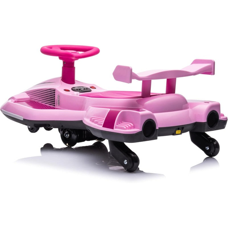 Auto Elettrica per Bambini 12V Macchina Vorticar Piroettante 2 in 1 con Sterzo 360° Effetto Fumo Musica Luci LED Telecomando – Variante Rosa