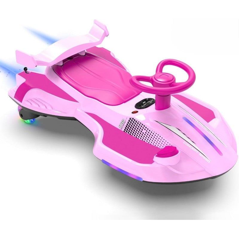 Auto Elettrica per Bambini 12V Macchina Vorticar Piroettante 2 in 1 con Sterzo 360° Effetto Fumo Musica Luci LED Telecomando - Rosa