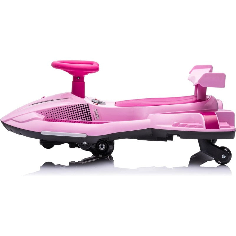 Auto Elettrica per Bambini 12V Macchina Vorticar Piroettante 2 in 1 con Sterzo 360° Effetto Fumo Musica Luci LED Telecomando – Variante Rosa