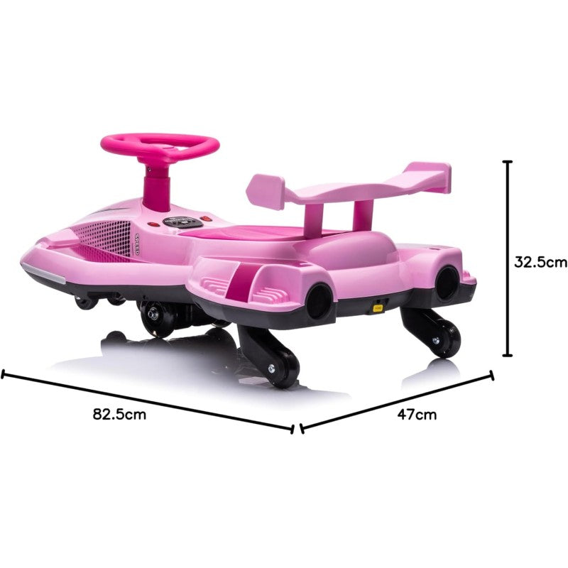 Auto Elettrica per Bambini 12V Macchina Vorticar Piroettante 2 in 1 con Sterzo 360° Effetto Fumo Musica Luci LED Telecomando – Variante Rosa