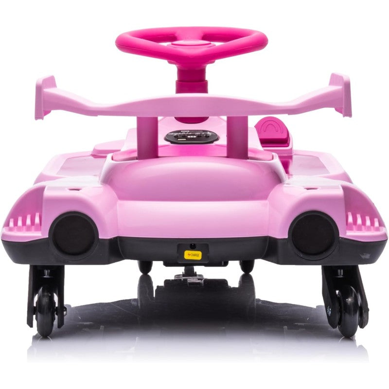 Auto Elettrica per Bambini 12V Macchina Vorticar Piroettante 2 in 1 con Sterzo 360° Effetto Fumo Musica Luci LED Telecomando – Variante Rosa