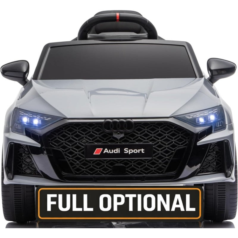 Auto Elettrica per Bambini Audi RS3 12V con Licenza Ufficiale Telecomando Cintura a 3 Punti Luci LED MP3 - Grigio