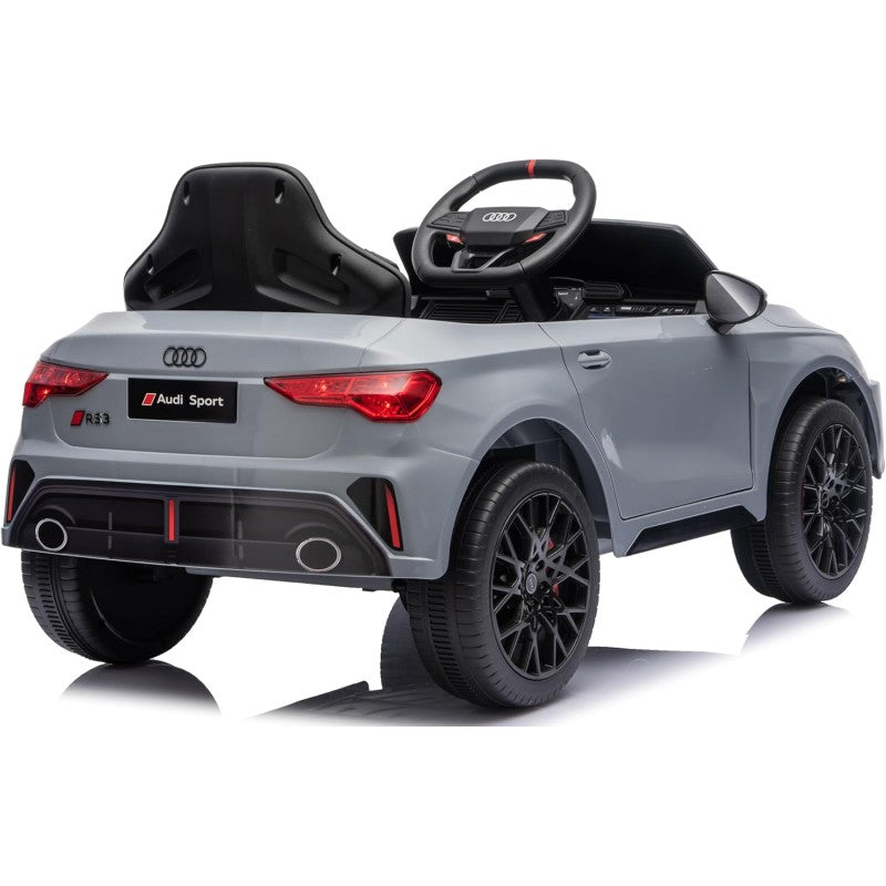 Auto Elettrica per Bambini Audi RS3 12V con Licenza Ufficiale Telecomando Cintura a 3 Punti Luci LED MP3 – Variante Grigio