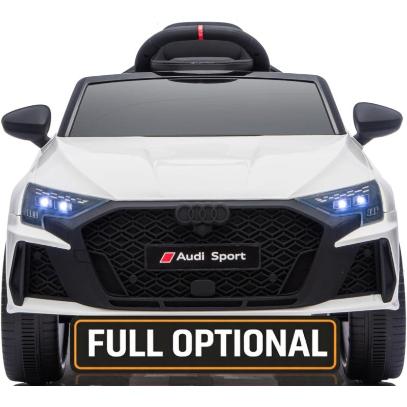 Auto Elettrica per Bambini Audi RS3 12V con Licenza Ufficiale Telecomando Cintura a 3 Punti Luci LED MP3 - Bianco