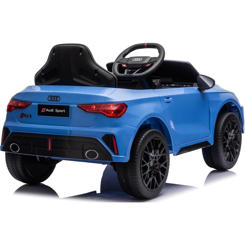 Auto Elettrica per Bambini Audi RS3 12V con Licenza Ufficiale Telecomando Cintura a 3 Punti Luci LED MP3 – Variante Blu