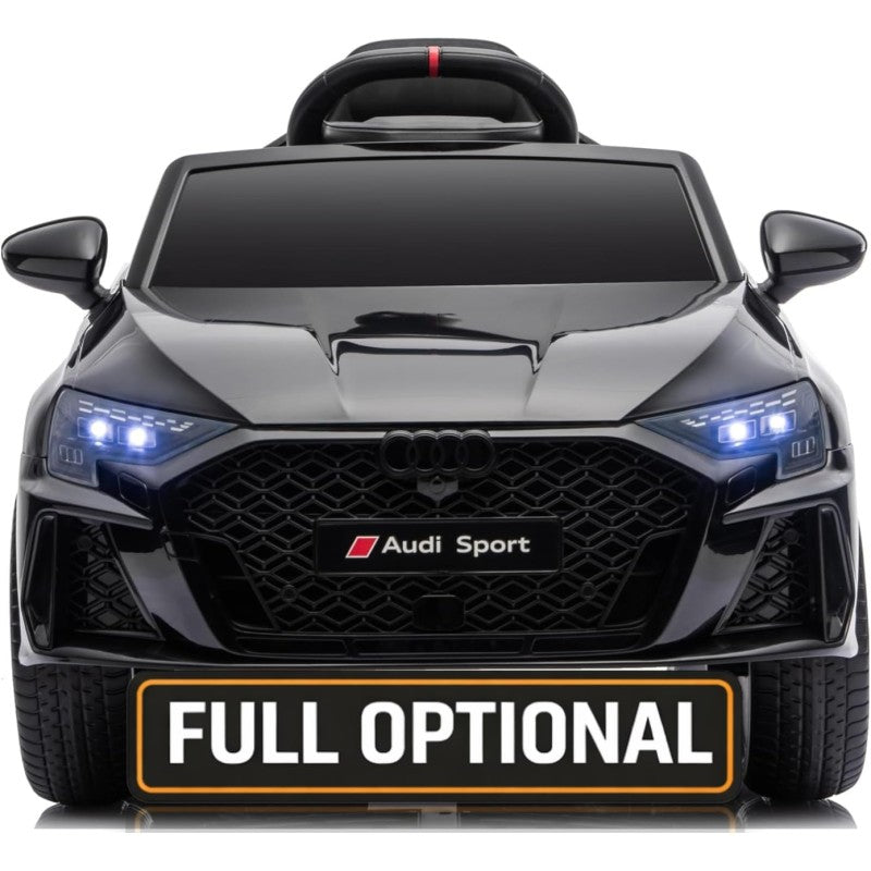Auto Elettrica per Bambini Audi RS3 12V con Licenza Ufficiale Telecomando Cintura a 3 Punti Luci LED MP3 - Nero