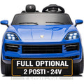 Auto Elettrica Porsche Cayenne 24V Maxi SUV per Bambini 2 Posti Macchina Elettrica con Telecomando Cinture a 3 Punti Luci LED – Variante Blu