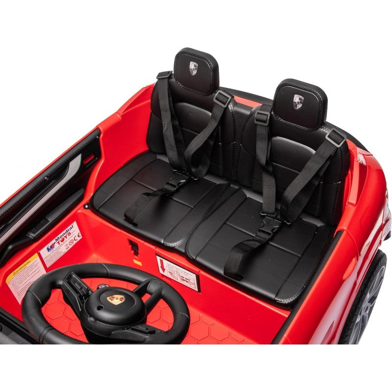 Auto Elettrica Porsche Cayenne 24V Maxi SUV per Bambini 2 Posti Macchina Elettrica con Telecomando Cinture a 3 Punti Luci LED – Variante Rosso
