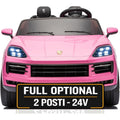 Auto Elettrica Porsche Cayenne 24V Maxi SUV per Bambini 2 Posti Macchina Elettrica con Telecomando Cinture a 3 Punti Luci LED – Variante Rosa