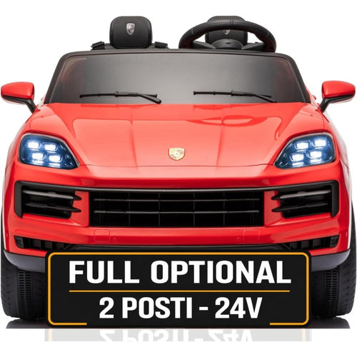 Auto Elettrica Porsche Cayenne 24V Maxi SUV per Bambini 2 Posti Macchina Elettrica con Telecomando Cinture a 3 Punti Luci LED