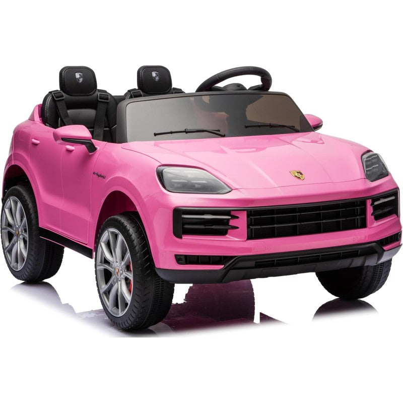 Auto Elettrica Porsche Cayenne 24V Maxi SUV per Bambini 2 Posti Macchina Elettrica con Telecomando Cinture a 3 Punti Luci LED – Variante Rosa