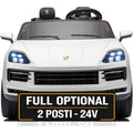 Auto Elettrica Porsche Cayenne 24V Maxi SUV per Bambini 2 Posti Macchina Elettrica con Telecomando Cinture a 3 Punti Luci LED – Variante Bianco