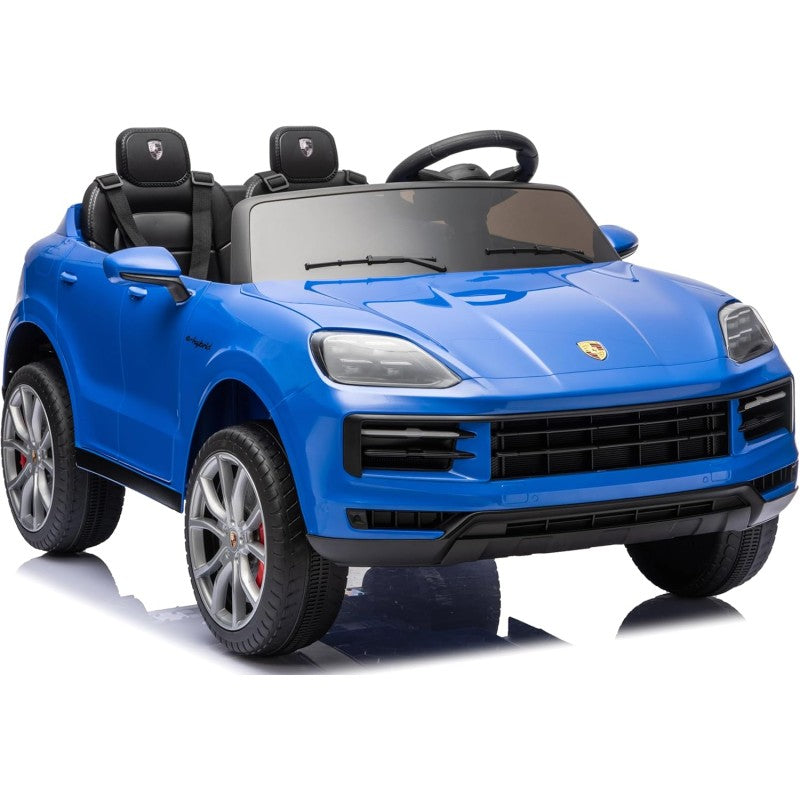 Auto Elettrica Porsche Cayenne 24V Maxi SUV per Bambini 2 Posti Macchina Elettrica con Telecomando Cinture a 3 Punti Luci LED – Variante Blu