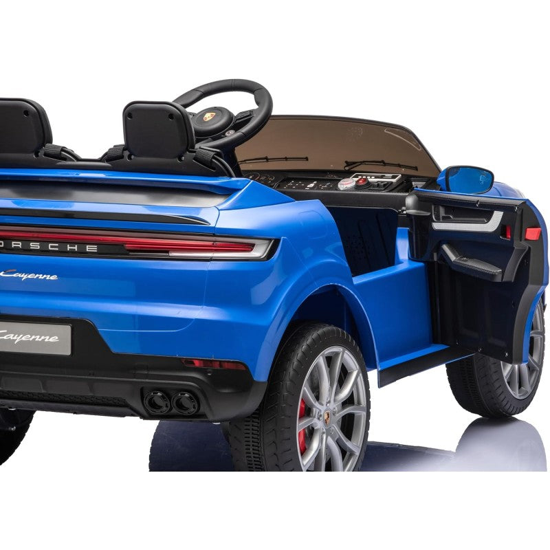 Auto Elettrica Porsche Cayenne 24V Maxi SUV per Bambini 2 Posti Macchina Elettrica con Telecomando Cinture a 3 Punti Luci LED – Variante Blu