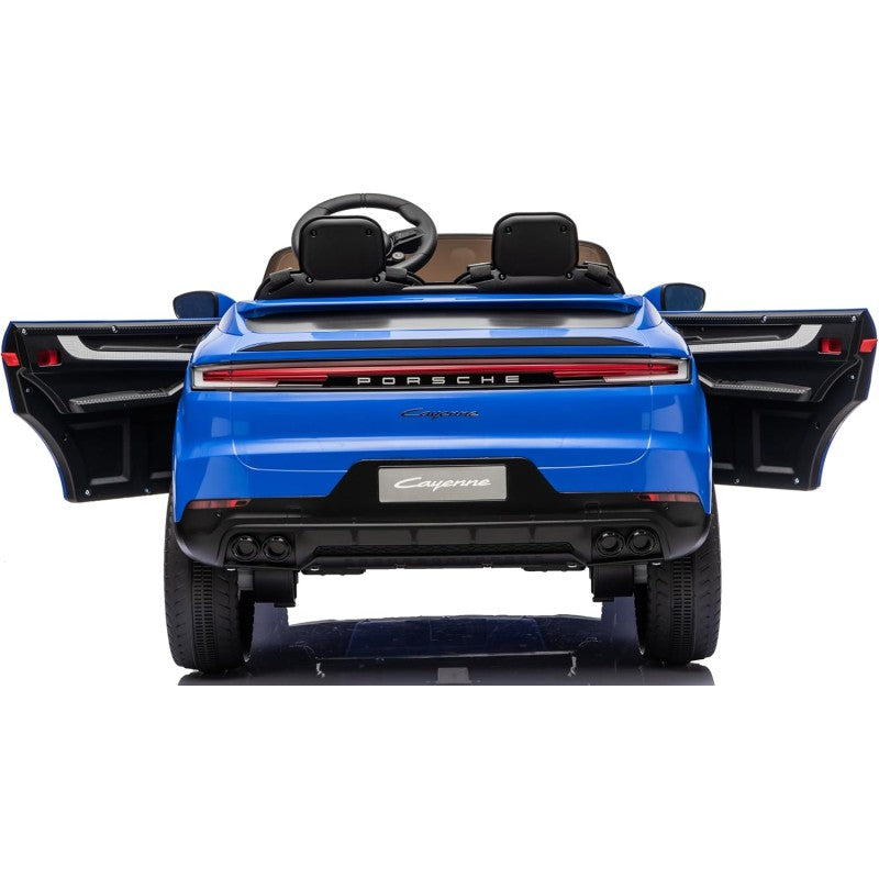 Auto Elettrica Porsche Cayenne 24V Maxi SUV per Bambini 2 Posti Macchina Elettrica con Telecomando Cinture a 3 Punti Luci LED – Variante Blu