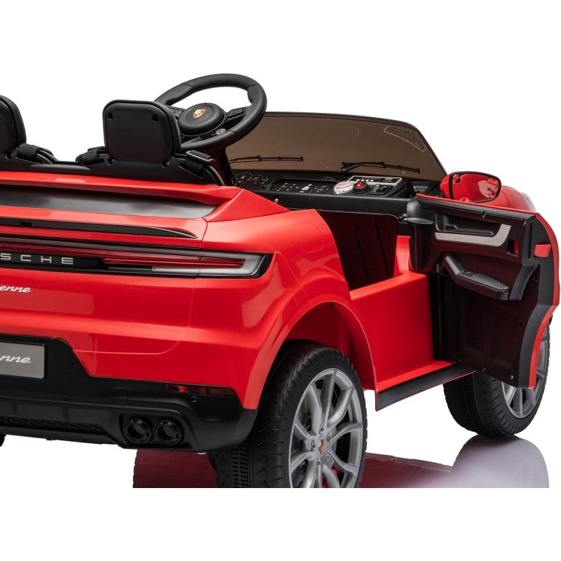 Auto Elettrica Porsche Cayenne 24V Maxi SUV per Bambini 2 Posti Macchina Elettrica con Telecomando Cinture a 3 Punti Luci LED – Variante Rosso