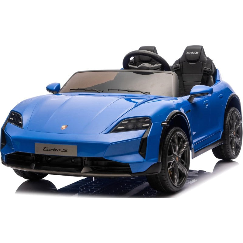 Auto Elettrica Porsche Taycan 24V Macchina per Bambini 2 Posti Reali con Ruote in Gomma Telecomando – Variante Blu