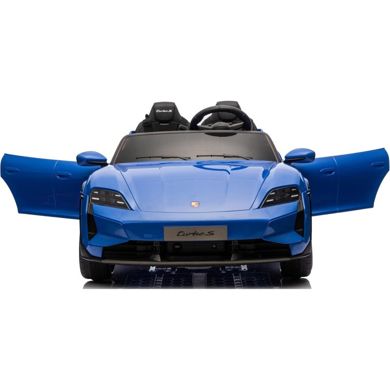 Auto Elettrica Porsche Taycan 24V Macchina per Bambini 2 Posti Reali con Ruote in Gomma Telecomando – Variante Blu