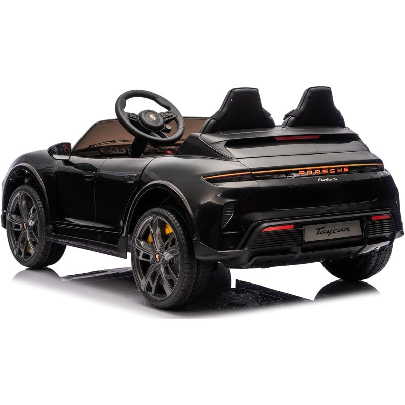 Auto Elettrica Porsche Taycan 24V Macchina per Bambini 2 Posti Reali con Ruote in Gomma Telecomando – Variante Nero