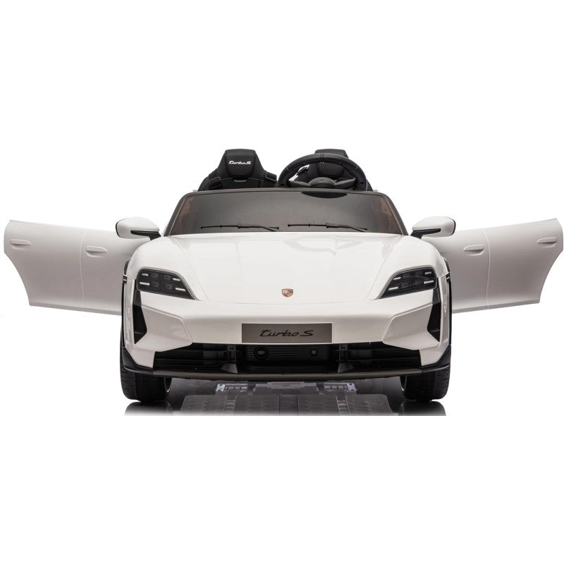 Auto Elettrica Porsche Taycan 24V Macchina per Bambini 2 Posti Reali con Ruote in Gomma Telecomando – Variante Bianco