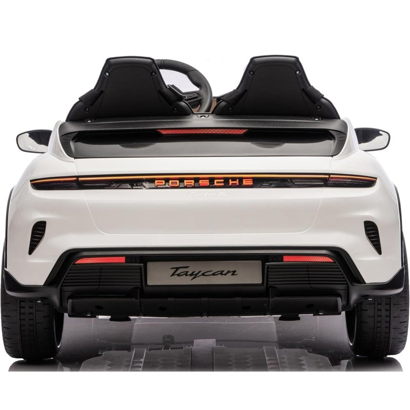 Auto Elettrica Porsche Taycan 24V Macchina per Bambini 2 Posti Reali con Ruote in Gomma Telecomando – Variante Bianco