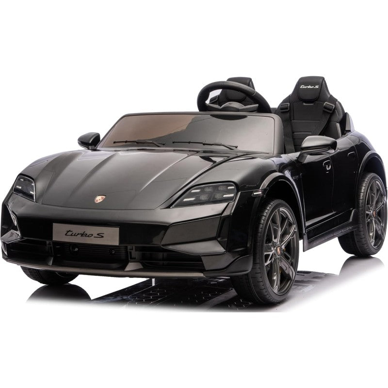Auto Elettrica Porsche Taycan 24V Macchina per Bambini 2 Posti Reali con Ruote in Gomma Telecomando – Variante Nero