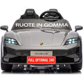 Auto Elettrica Porsche Taycan 24V Macchina per Bambini 2 Posti Reali con Ruote in Gomma Telecomando – Variante Grigio