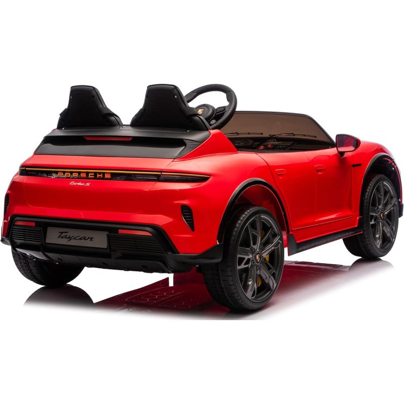 Auto Elettrica Porsche Taycan 24V Macchina per Bambini 2 Posti Reali con Ruote in Gomma Telecomando – Variante Rosso