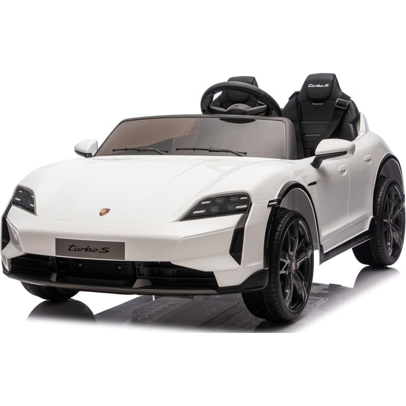 Auto Elettrica Porsche Taycan 24V Macchina per Bambini 2 Posti Reali con Ruote in Gomma Telecomando – Variante Bianco