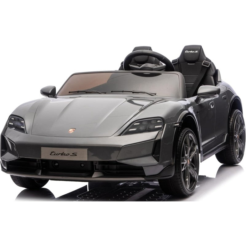 Auto Elettrica Porsche Taycan 24V Macchina per Bambini 2 Posti Reali con Ruote in Gomma Telecomando – Variante Grigio
