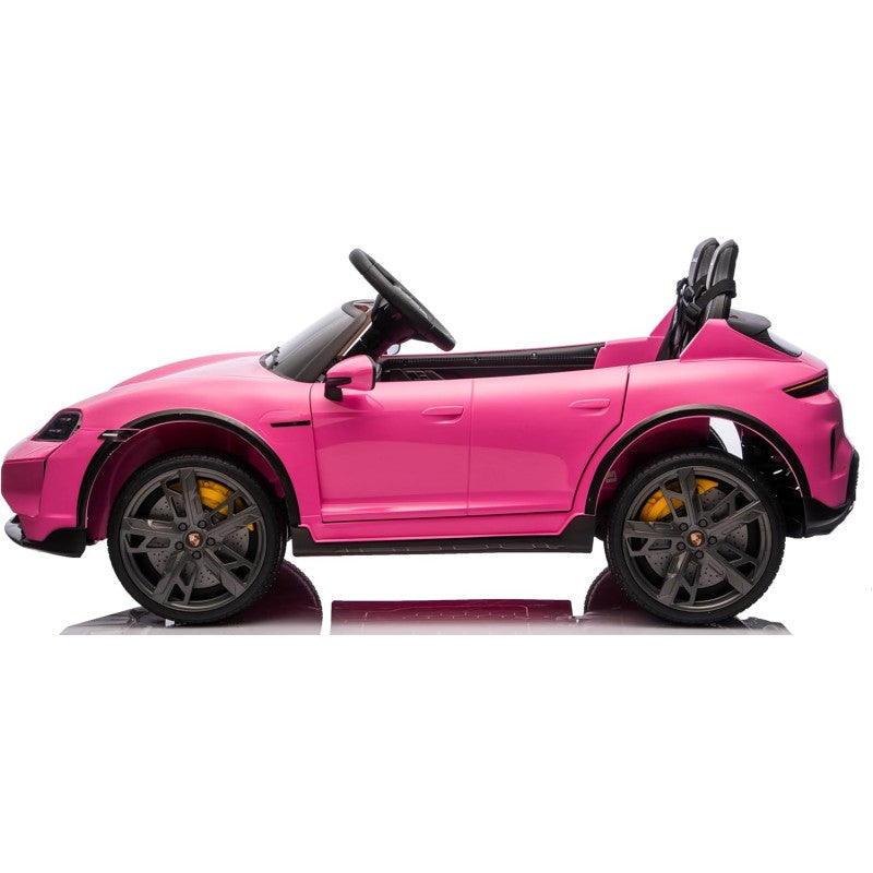 Auto Elettrica Porsche Taycan 24V Macchina per Bambini 2 Posti Reali con Ruote in Gomma Telecomando – Variante Rosa