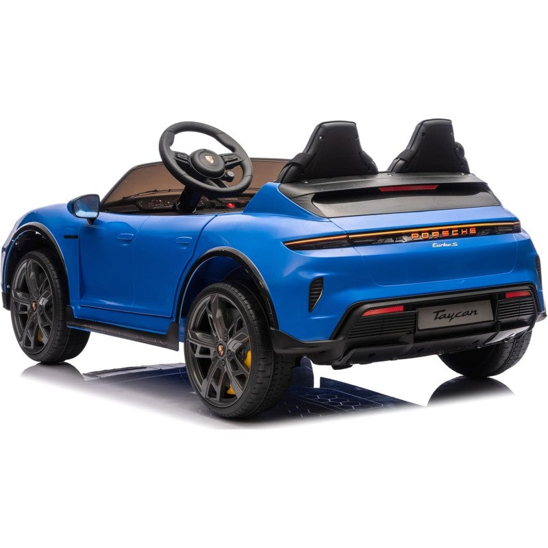 Auto Elettrica Porsche Taycan 24V Macchina per Bambini 2 Posti Reali con Ruote in Gomma Telecomando – Variante Blu