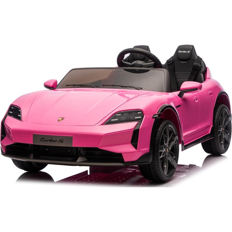 Auto Elettrica Porsche Taycan 24V Macchina per Bambini 2 Posti Reali con Ruote in Gomma Telecomando – Variante Rosa