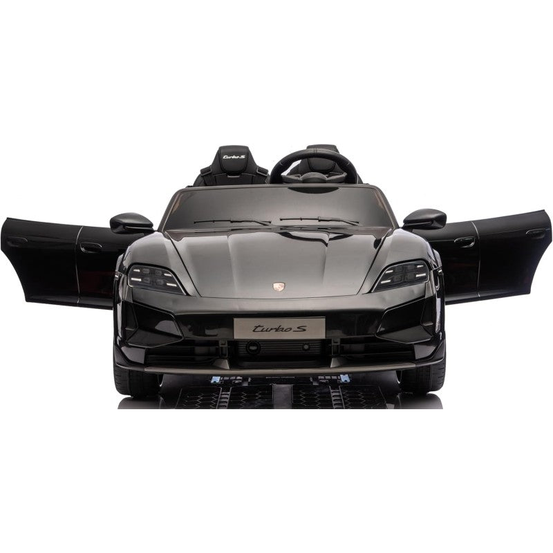 Auto Elettrica Porsche Taycan 24V Macchina per Bambini 2 Posti Reali con Ruote in Gomma Telecomando – Variante Nero