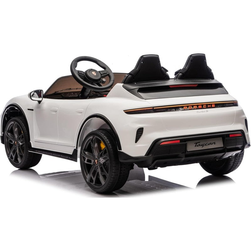 Auto Elettrica Porsche Taycan 24V Macchina per Bambini 2 Posti Reali con Ruote in Gomma Telecomando – Variante Bianco