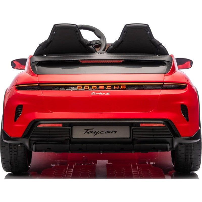 Auto Elettrica Porsche Taycan 24V Macchina per Bambini 2 Posti Reali con Ruote in Gomma Telecomando – Variante Rosso