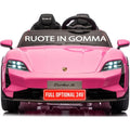 Auto Elettrica Porsche Taycan 24V Macchina per Bambini 2 Posti Reali con Ruote in Gomma Telecomando – Variante Rosa