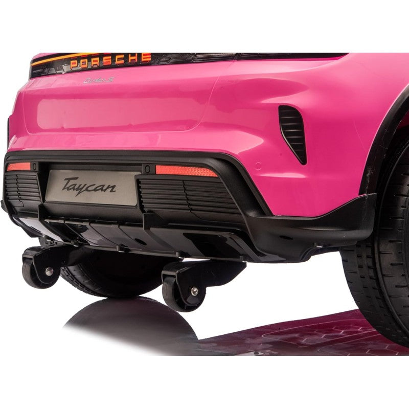 Auto Elettrica Porsche Taycan 24V Macchina per Bambini 2 Posti Reali con Ruote in Gomma Telecomando – Variante Rosa