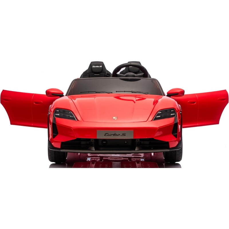 Auto Elettrica Porsche Taycan 24V Macchina per Bambini 2 Posti Reali con Ruote in Gomma Telecomando – Variante Rosso