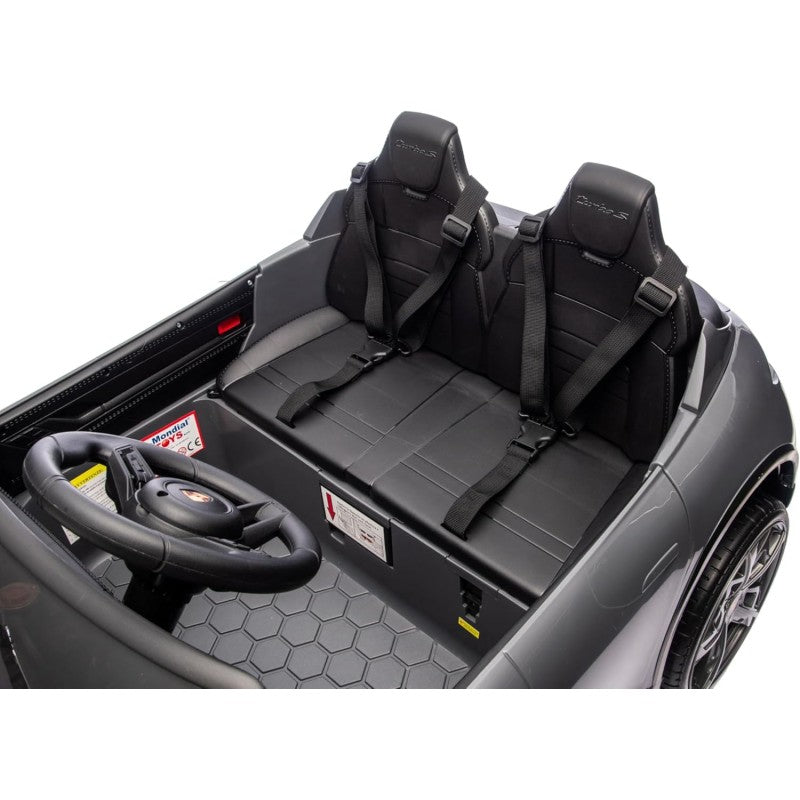 Auto Elettrica Porsche Taycan 24V Macchina per Bambini 2 Posti Reali con Ruote in Gomma Telecomando – Variante Grigio