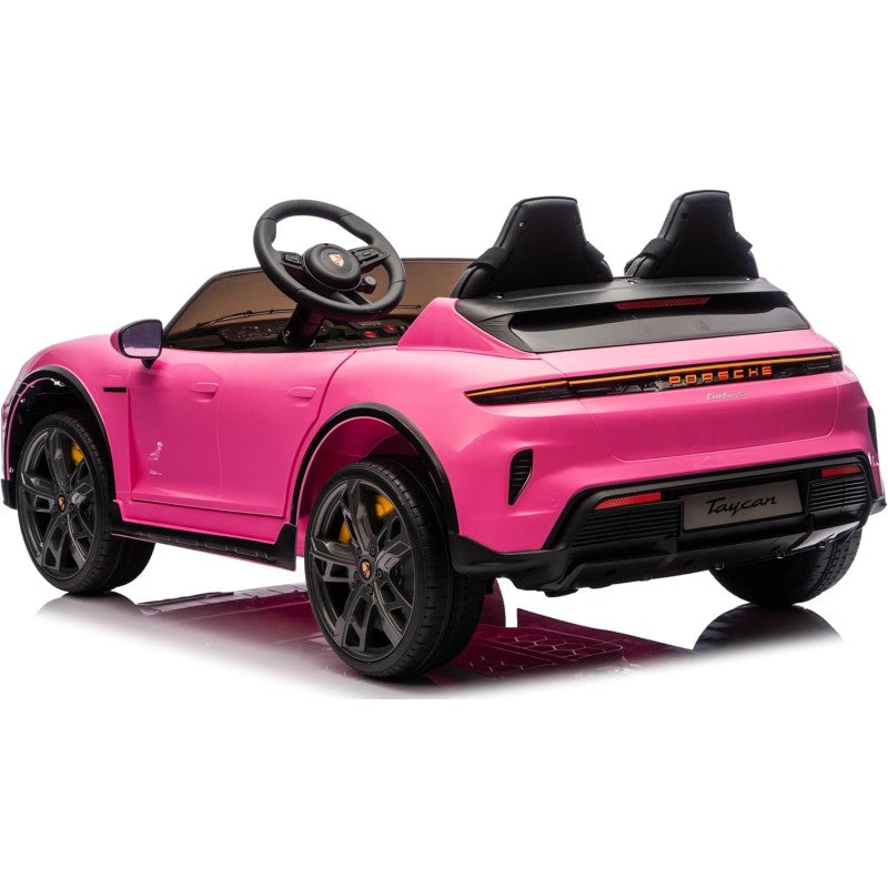 Auto Elettrica Porsche Taycan 24V Macchina per Bambini 2 Posti Reali con Ruote in Gomma Telecomando – Variante Rosa