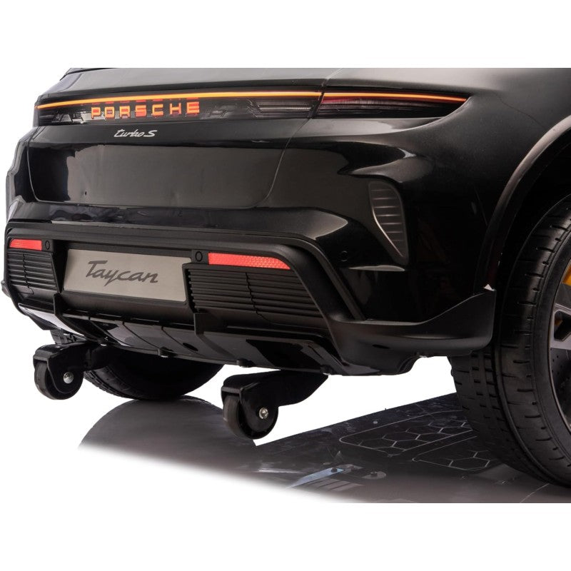 Auto Elettrica Porsche Taycan 24V Macchina per Bambini 2 Posti Reali con Ruote in Gomma Telecomando – Variante Nero