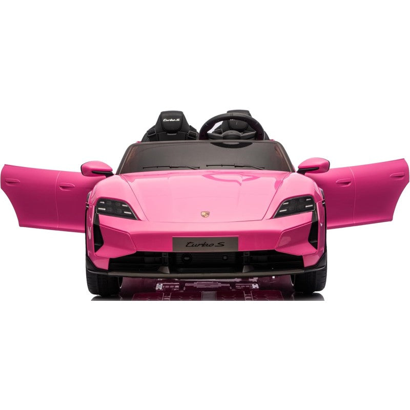 Auto Elettrica Porsche Taycan 24V Macchina per Bambini 2 Posti Reali con Ruote in Gomma Telecomando – Variante Rosa