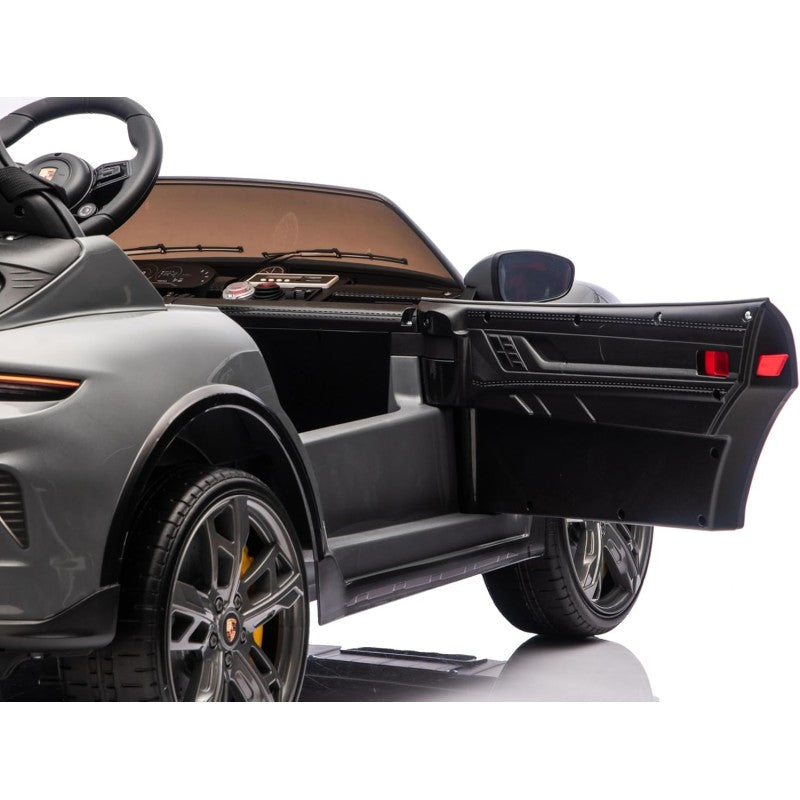 Auto Elettrica Porsche Taycan 24V Macchina per Bambini 2 Posti Reali con Ruote in Gomma Telecomando – Variante Grigio