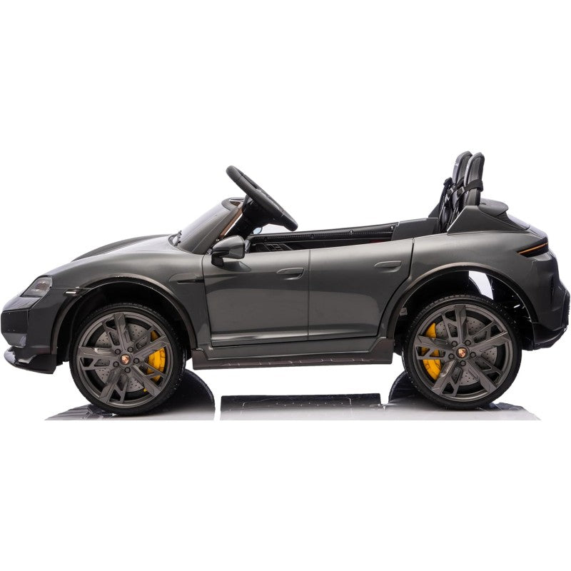 Auto Elettrica Porsche Taycan 24V Macchina per Bambini 2 Posti Reali con Ruote in Gomma Telecomando – Variante Grigio